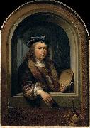 Gerard Dou self-portrait with a Palette painting